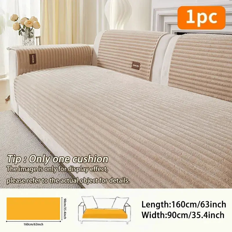 Sofa cushion beige ribbed fabric, Simples Market, anti-slip and dustproof, 1pc.