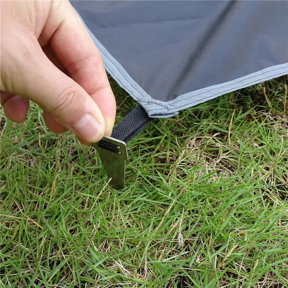 Waterproof camping mat with pegs by Simples Market, gray ultralight travel mat with carry strap