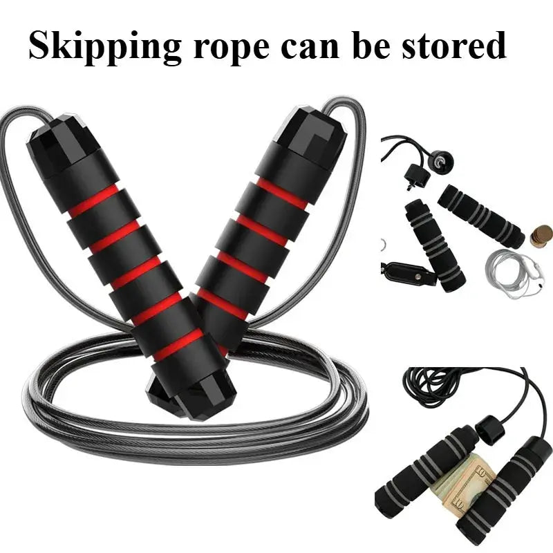 VitalPulse Jump Rope Steel Wire Adjustable Tangle Free Fitness Rope For Cardio Fat Burning And Full Body Toning