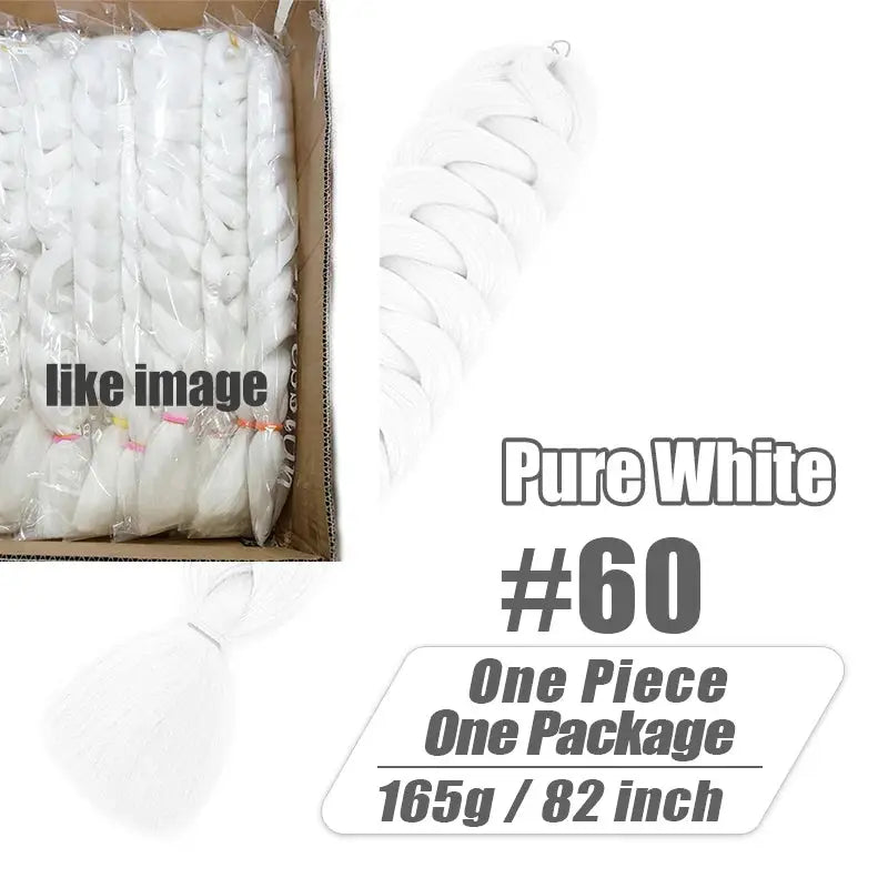 Kanekalon jumbo braiding hair extensions, Pure White, 82 inch, 165g, by Simples Market