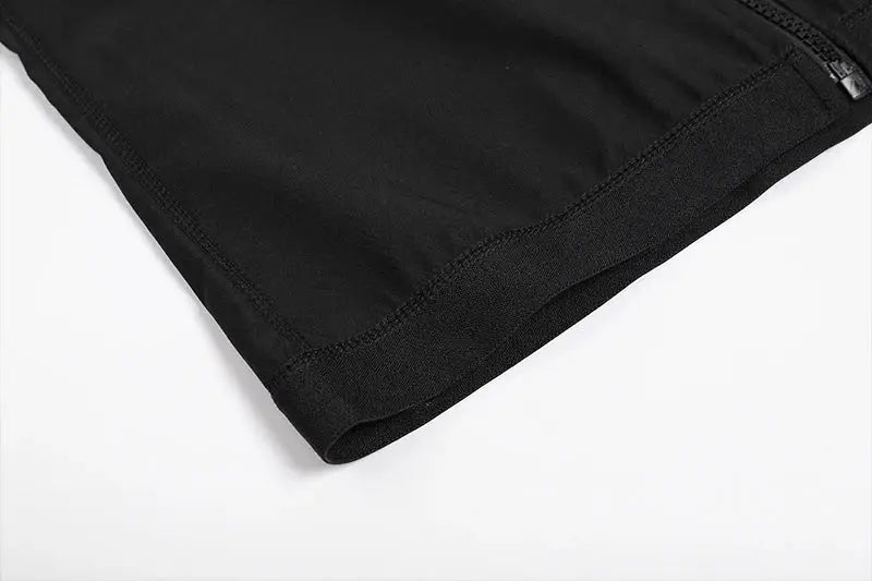 Men abdomen reducer body shaper waist trainer; black shapewear with zipper detail