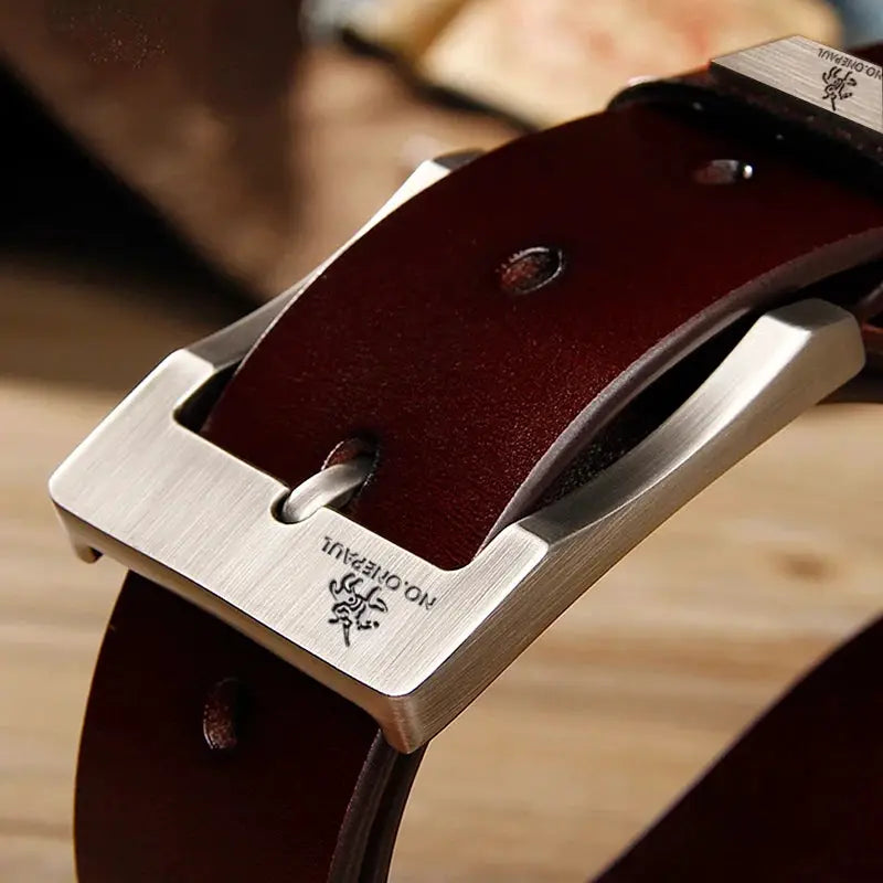 New Trend Men's Buckled Leather Belt With High Quality Split Leather And Sturdy Metal Buckle For Casual Or Business Wear