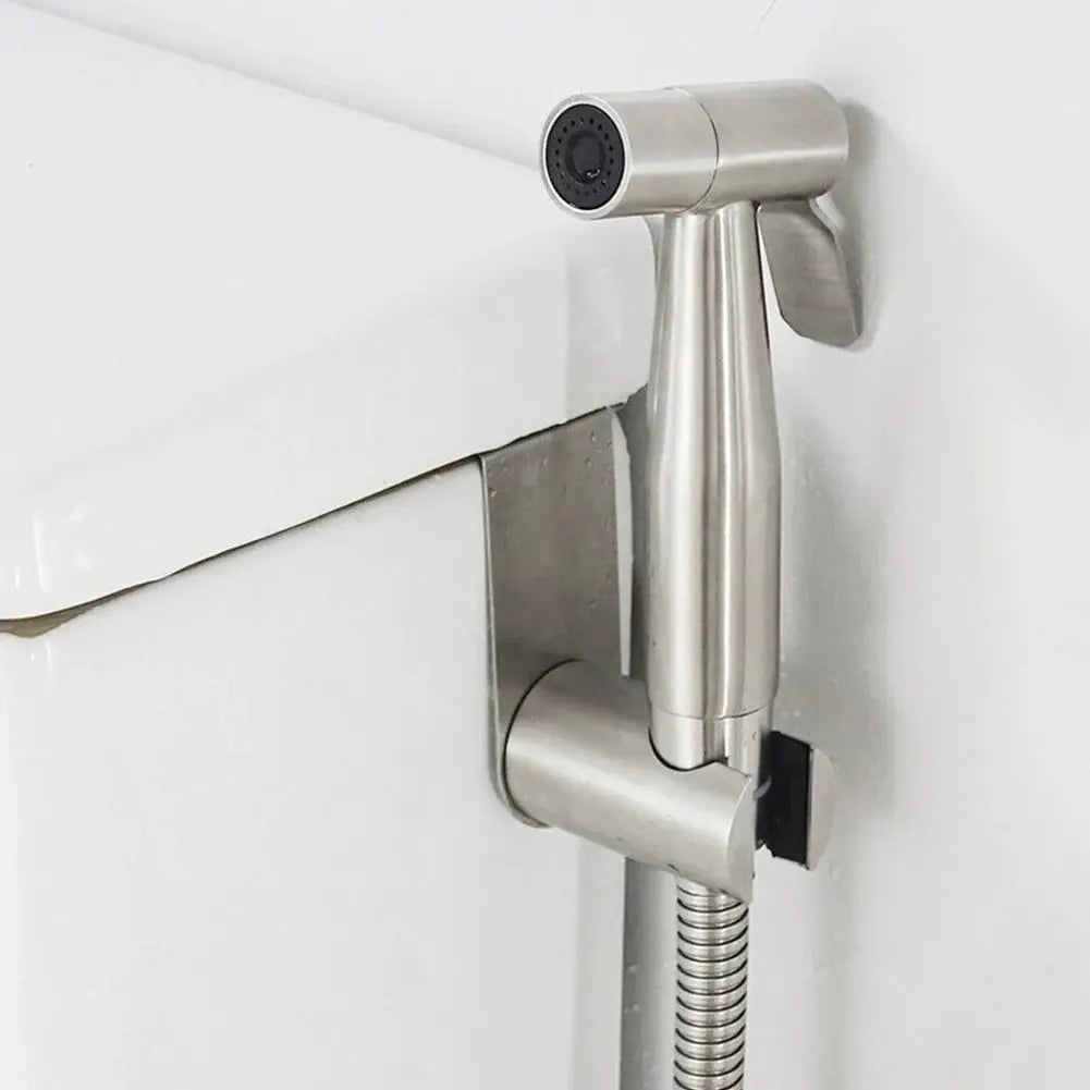 Stainless steel bidet sprayer holder wall mount with hose, bathroom hand shower bracket