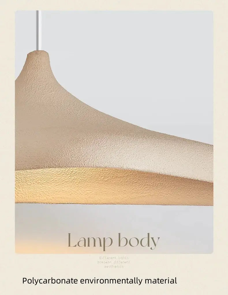 LED pendant light, Japanese Wabi Sabi style, by Simples Market, beige textured polycarbonate body