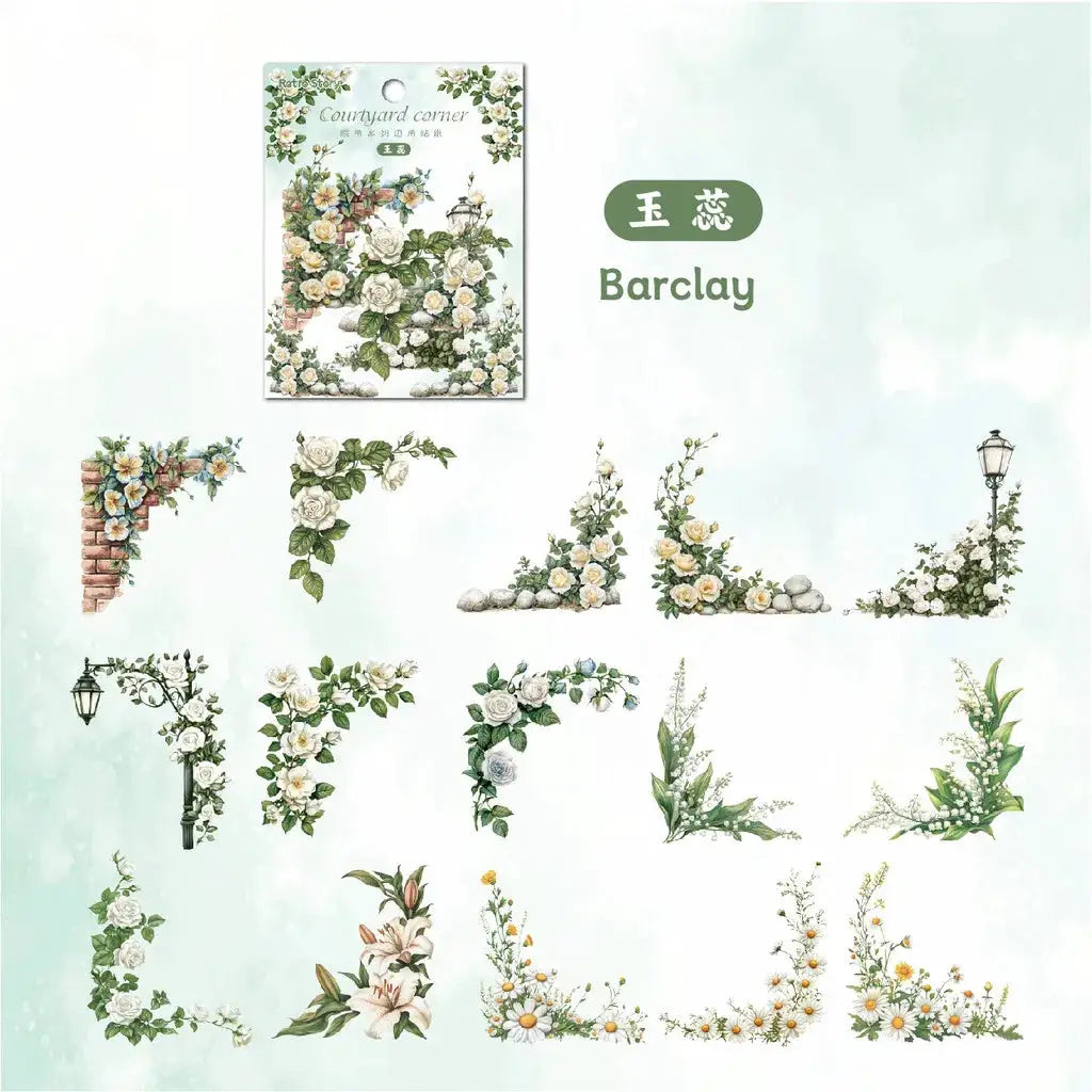 30 Pcs Flowers Corner Stickers PET Sticker Set DIY Diary Decoration Scrapbooking Junk Journal