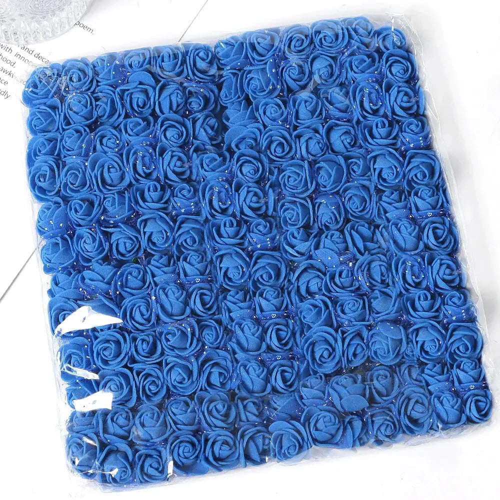 96 Pcs Mini Rose Artificial Flowers Bouquet 7.5cm Foam Fake Flowers Wedding Decoration For Home Room Decor