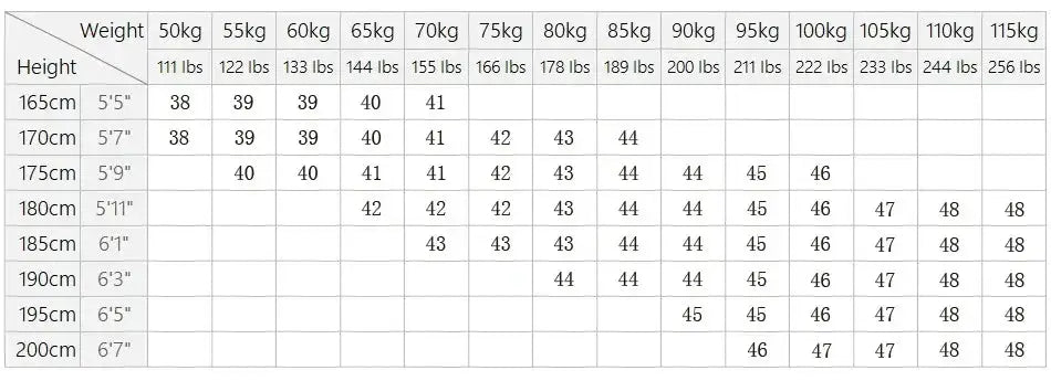Simples Market men's formal shirt size chart showing height-to-weight mapping for blue/white solid shirt.