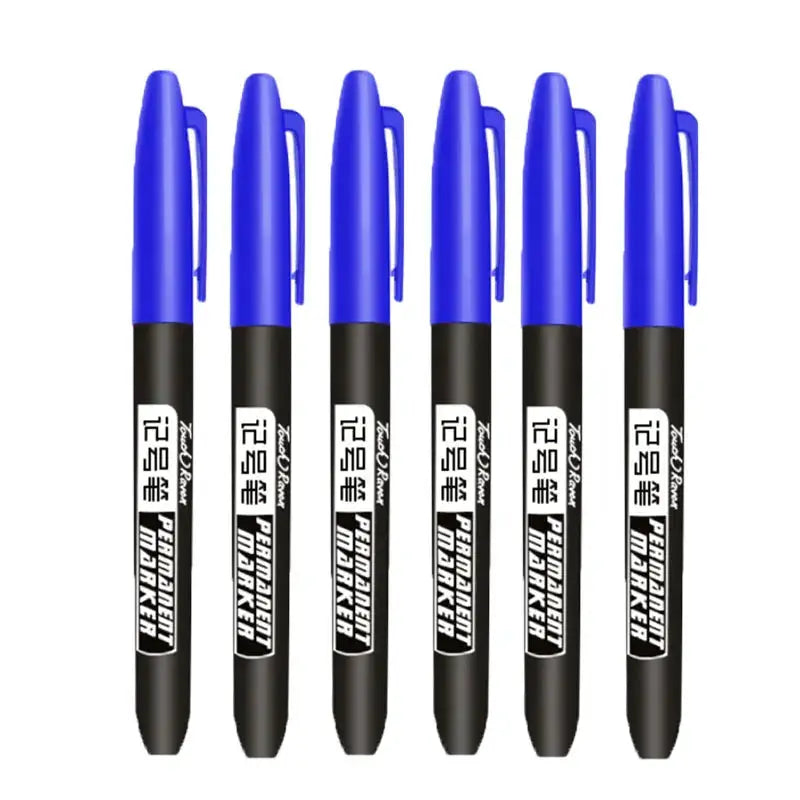 GraphixPro 6Pcs Permanent Marker Pens Set Black Blue Red Waterproof Ink Fine Tips For Manga Drawing