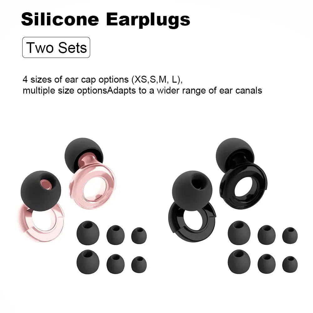 HUAK Quiet Ear Plugs Noise Reduction Reusable Hearing Protection 8 Soft Silicone Ear Tips XS S M L Sleep Swim Work