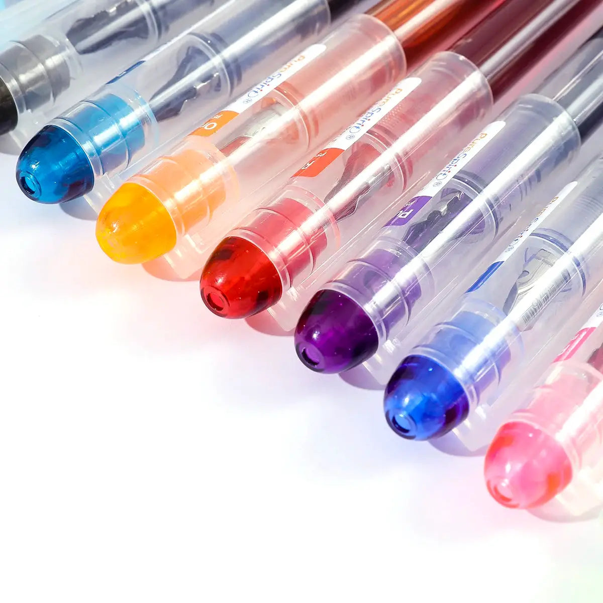 Simples Market large-capacity disposable fountain pens; multicolor transparent bodies with colored nib tips (8-pack)