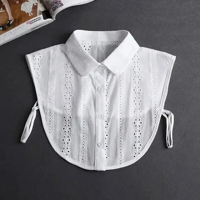 Detachable White Faux Collar With Front Tie For Women And Girls Vintage Lace Blouse Collar