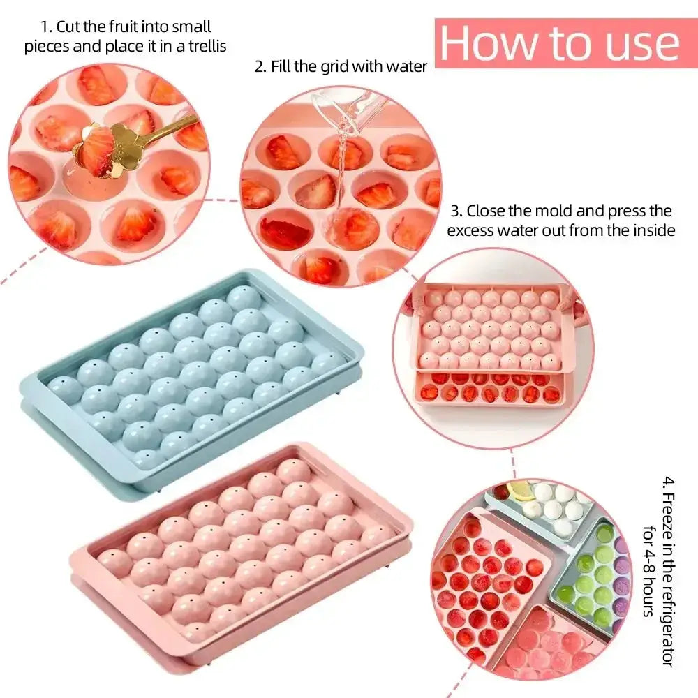 Family 33 Ice Cube Trays And Ball Ice Molds Set Hockey Style PP Mold For Whiskey Balls Popsicles Kitchen Tools