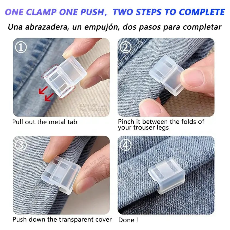 ClearFit Invisible Leg Shortening Clips Non Slip Hem Edge Clips For Quick Seamless Hem Adjustments Travel Friendly