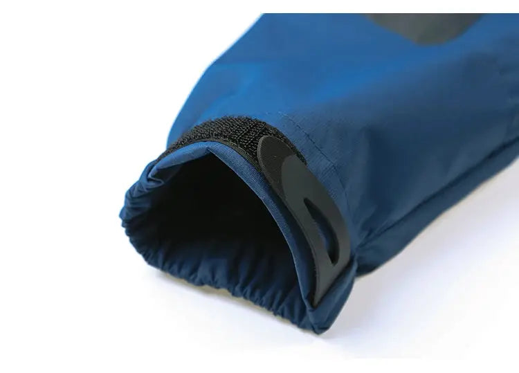 TRVLWEGO waterproof hiking jacket cuff with adjustable Velcro strap in blue by Simples Market