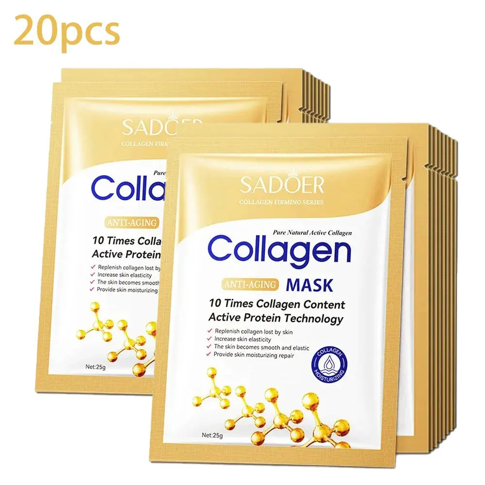 SADOER Collagen Face Mask Sheet Mask For Firming Moisturizing Repair And Brightening Skincare 5 10 20 30 Count