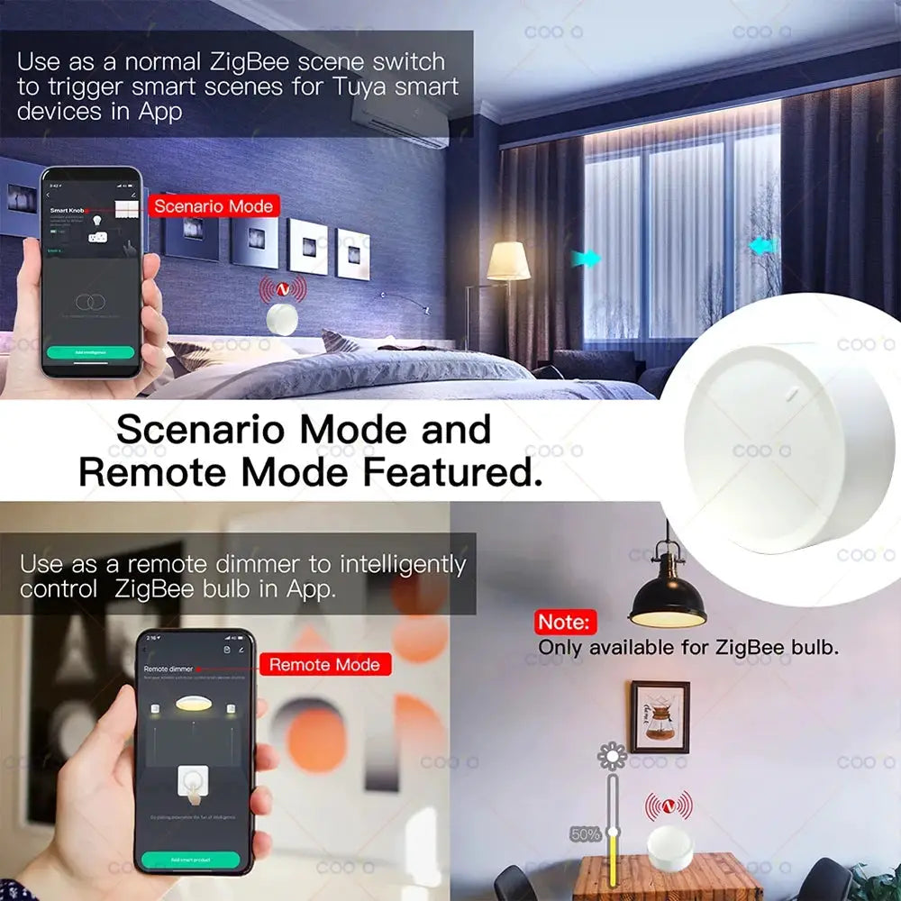 Simples Market Tuya ZigBee smart knob switch with rotatable dimmer, white round design