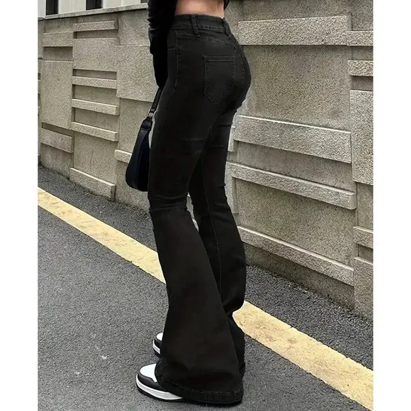 2025 High Waist Flared Bootcut Jeans Women Stretch Denim Bellbottoms