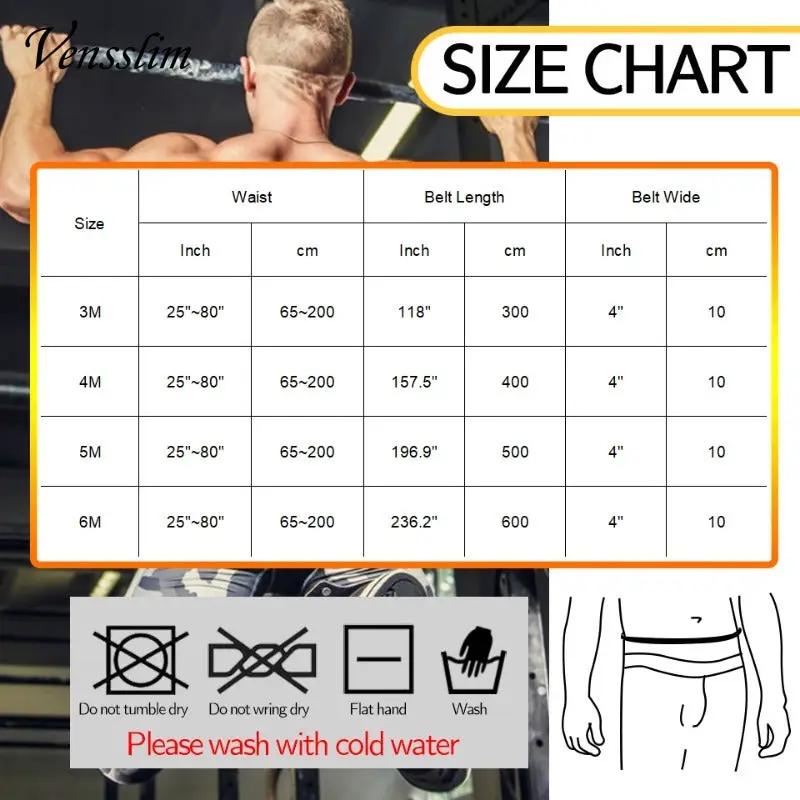 Slimming Body Shaper Waist Trainer Wrap for Men, neoprene sauna belt; size chart visible