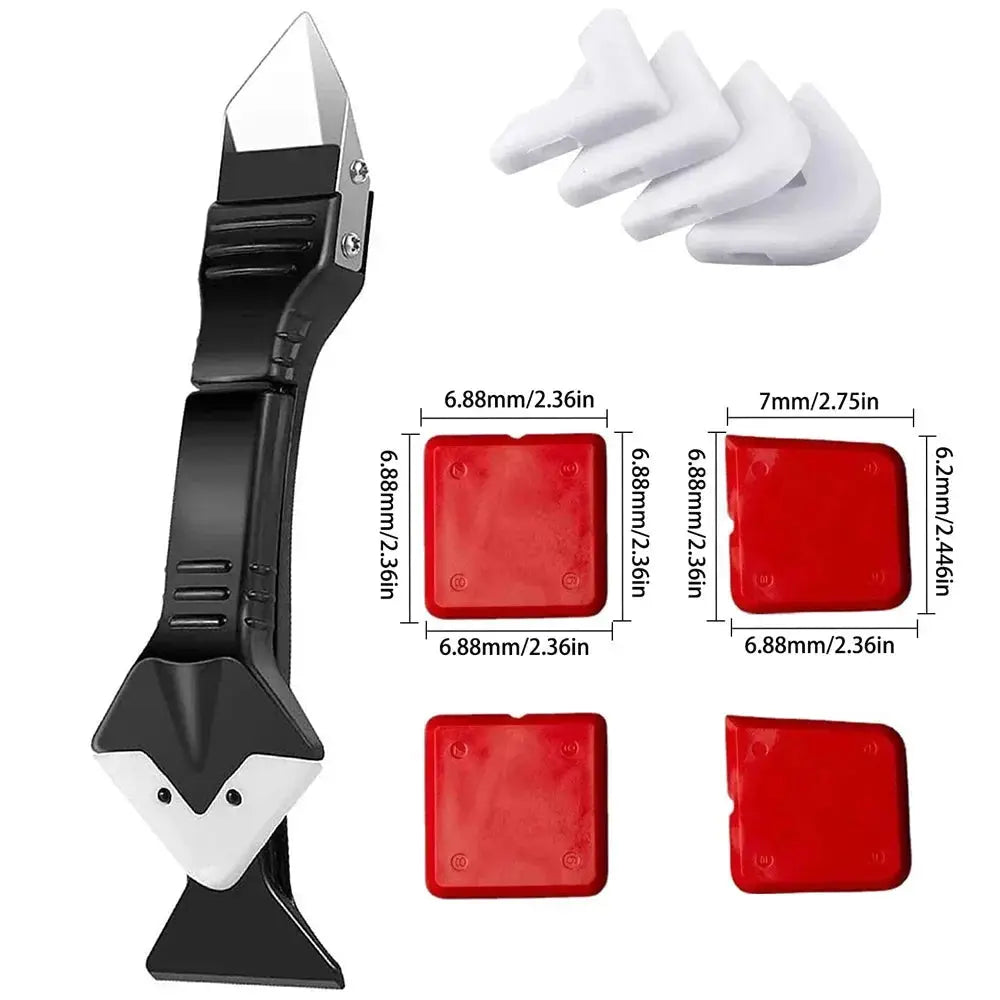 5-In-1 Silicone Scraper Squeegee Glue Remover Knife Caulking Tool Kit For Grout Crack Repair