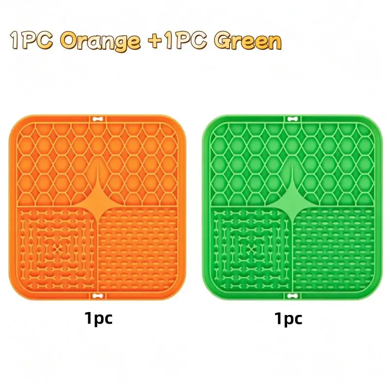 Pet silicone lick mats, orange and green, 2-pack by Simples Market