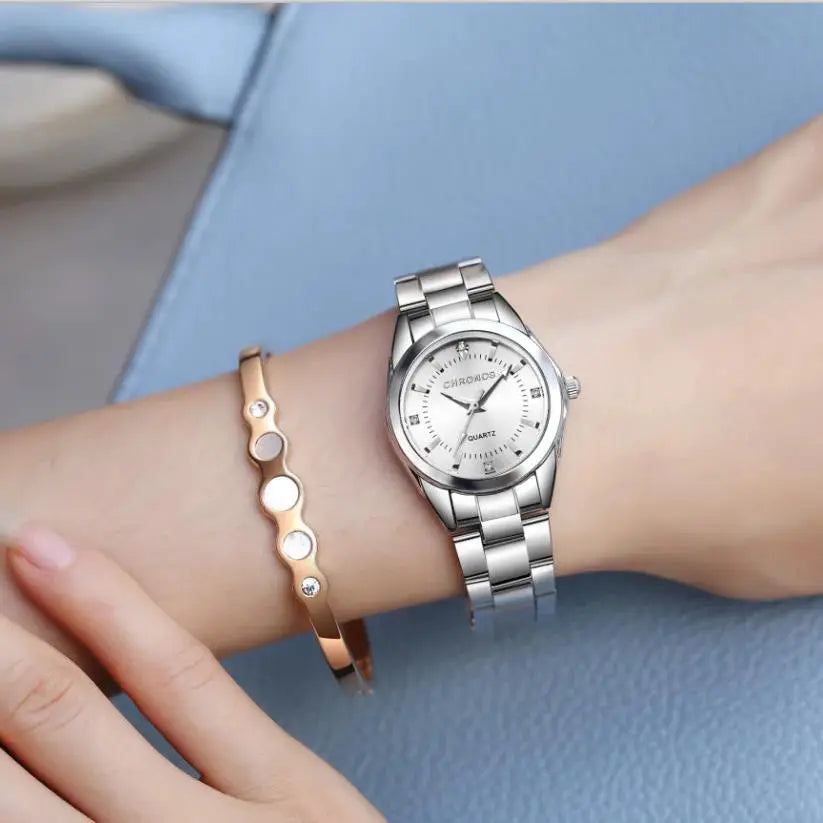 Chronos Elegant Women Watch Luxury Stainless Steel Wristwatch With Japanese Quartz Movement Gift For Her