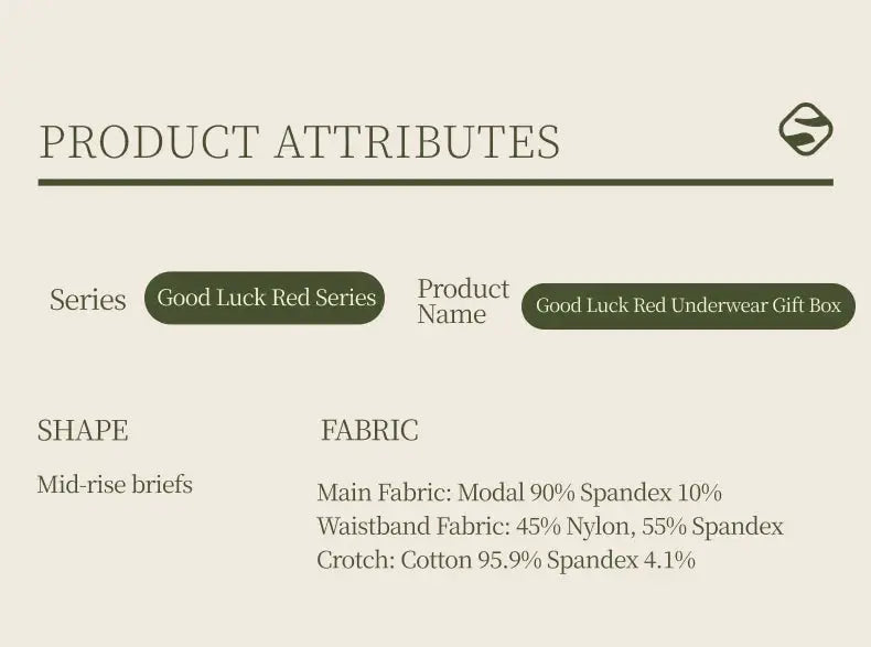 Good Luck Red Underwear Gift Box by Simples Market; mid-rise briefs, modal/spandex fabric with nylon/spandex waistband.