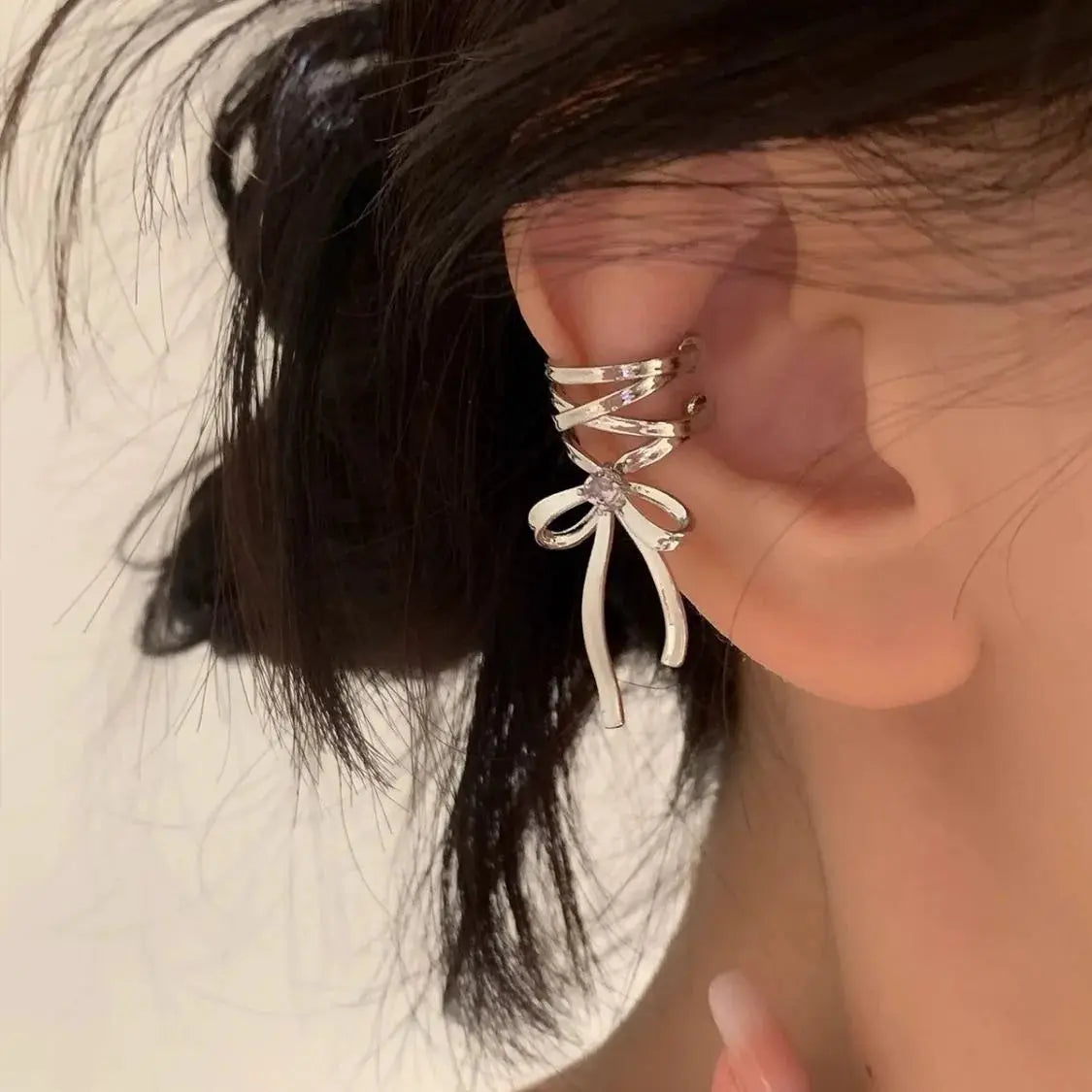 New Elegant Aesthetics Bow Knot Clip Earrings Non Piercing Ballet Ribbon Style Ear Clips For Women