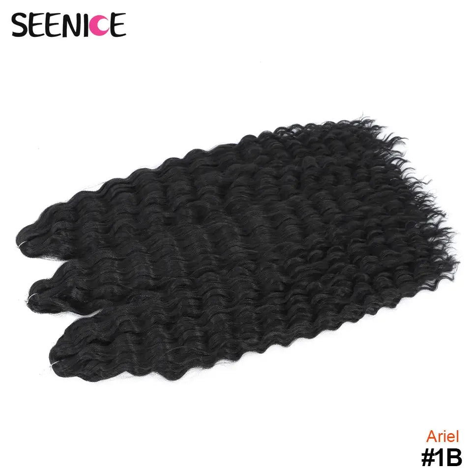 Ariel Curl Hair Deep Twist crochet hair extensions, 3 bundles, Afro curl water wave, 22in, black #1B, synthetic braids