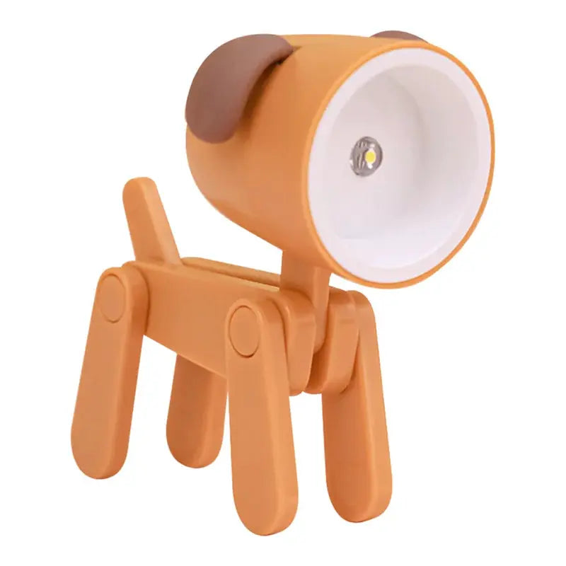 Mini LED night light folding desk lamp in orange with a cute dog-deer shape and jointed legs