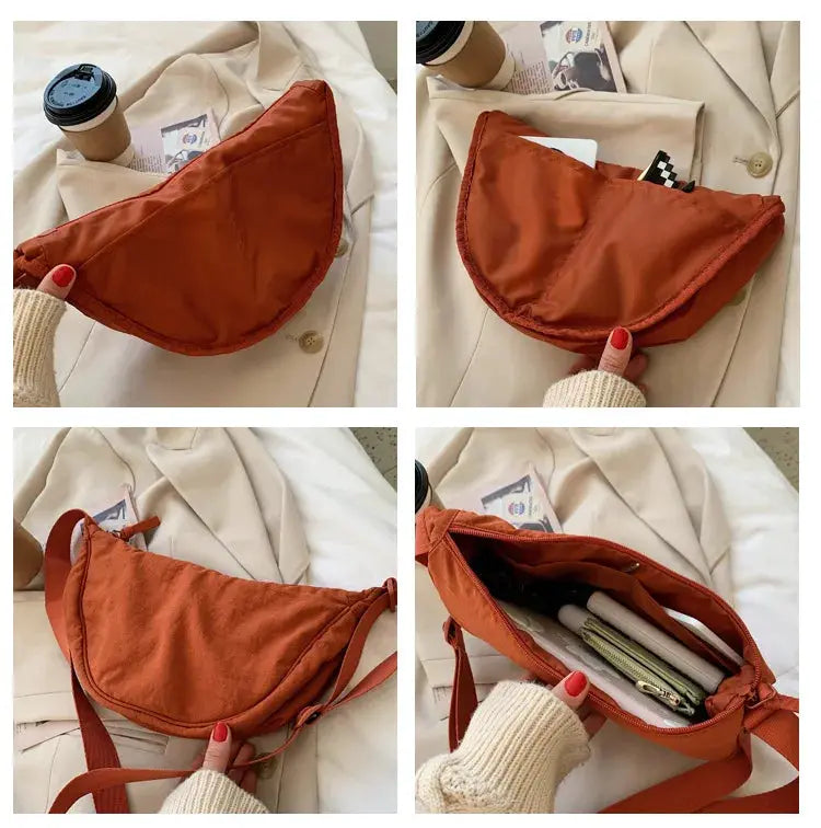 Simples Market orange nylon padded crossbody bag for women
