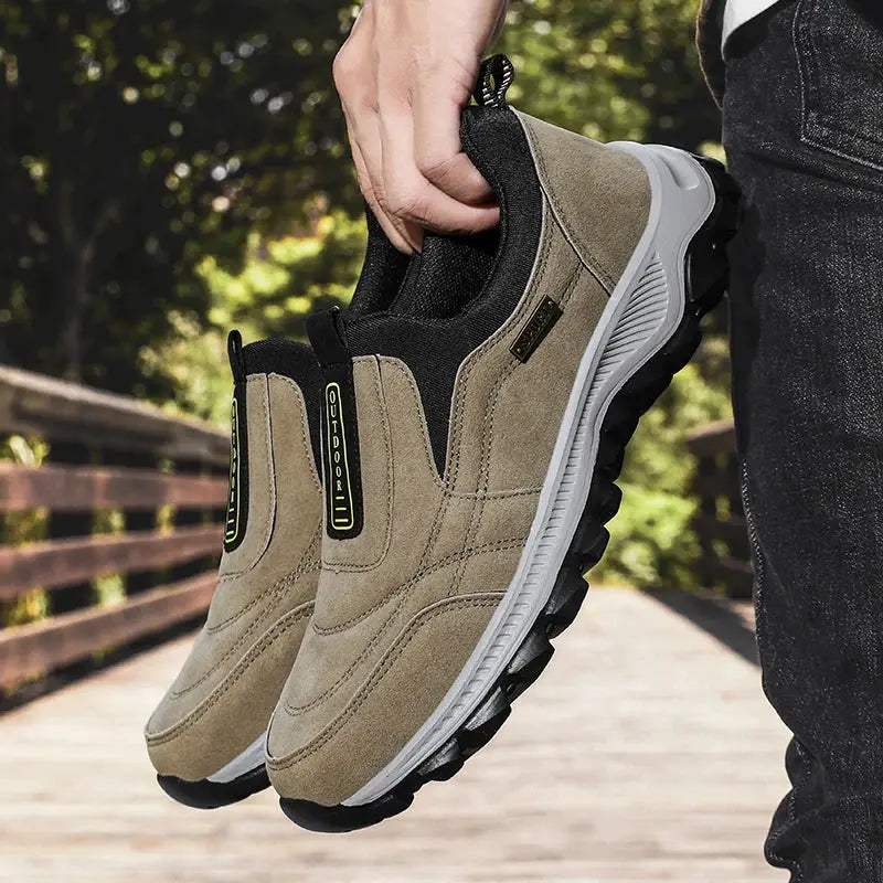 TrailStride Mens Non Slip Casual Sports Shoes with Breathable Hemp Upper and Wear Resistant Outdoor Walking Shoes
