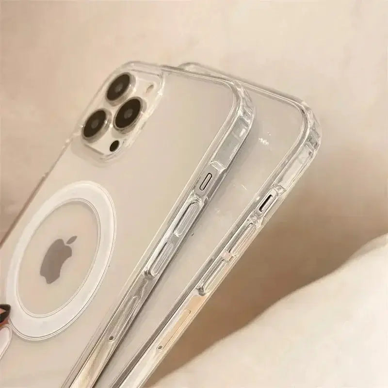 Simples Market 2-pack clear MagSafe phone case for iPhone, transparent protective cover with magnetic wireless charging.