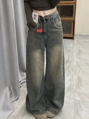 Vintage Wide Leg Jeans for Women Loose Fit Draped Trousers Spring