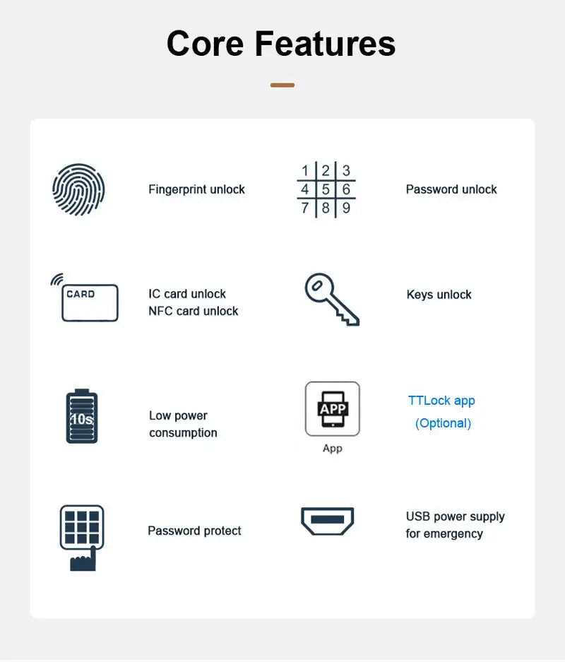 Slim 2.8cm waterproof sliding door smart lock with fingerprint, password, IC/NFC card, key, app control