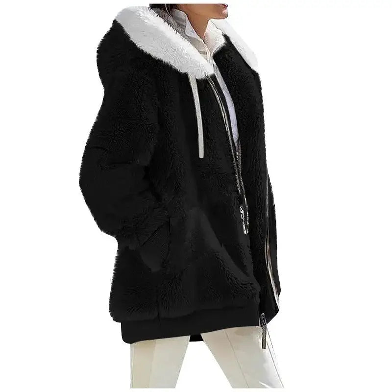EverCozy Women Hooded Fleece Jacket Thick Warmth Casual Streetwear for Autumn and Winter