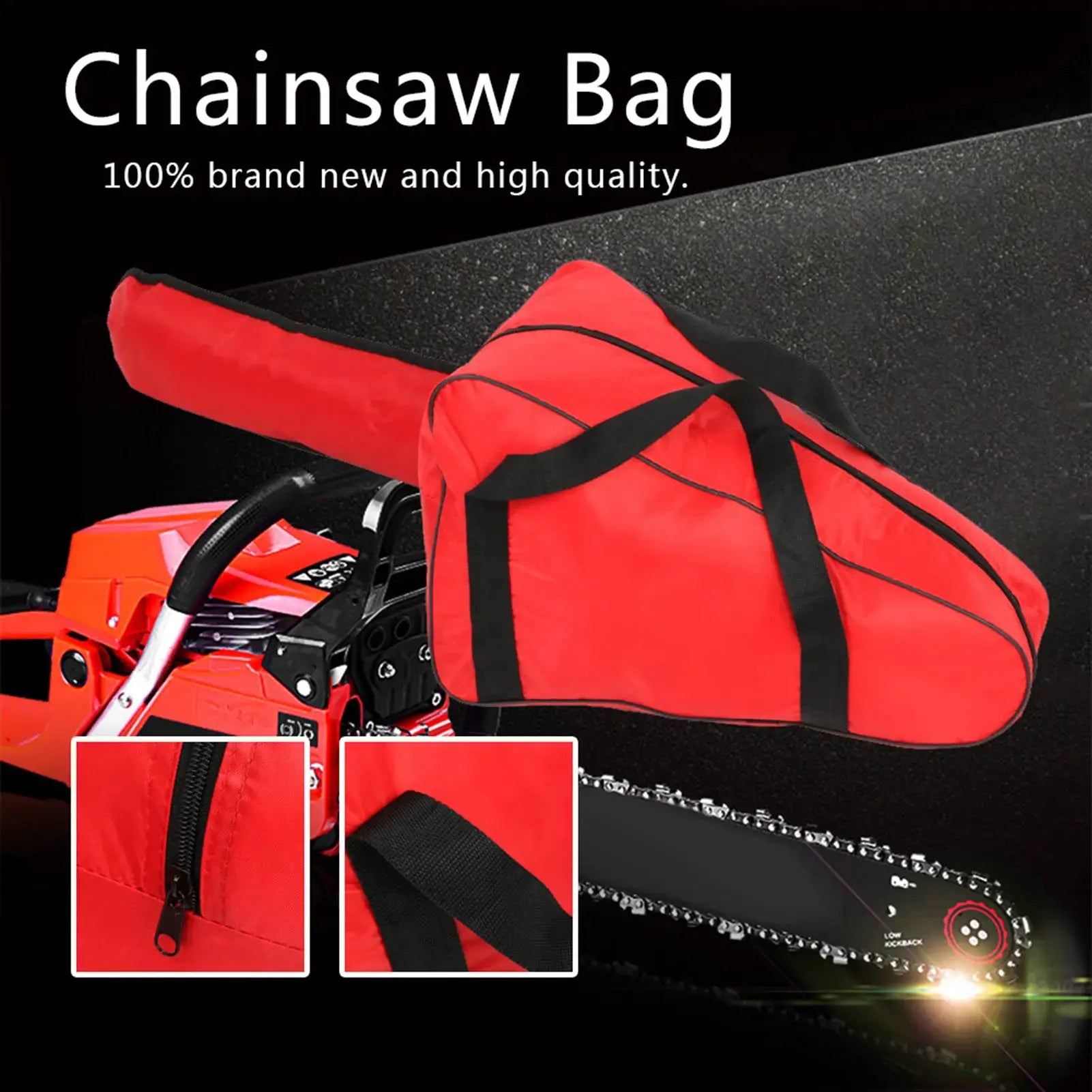 Simples Market chainsaw bag, red waterproof Oxford cloth tool carry case with black handles