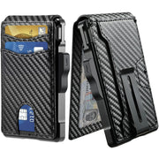 Men's minimalist RFID-blocking wallet by Simples Market with money clip and ID window, holds 9–13 cards.