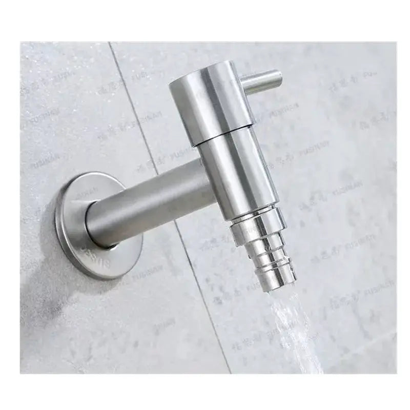 Simples Market brushed stainless steel wall-mounted garden faucet with hose connector