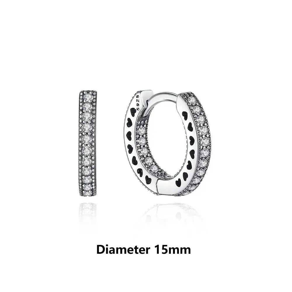 925 Sterling Silver Stud Hoop Earrings For Women Crystal Zircon Rose Gold Crown Heart Infinity Bee Design Jewelry