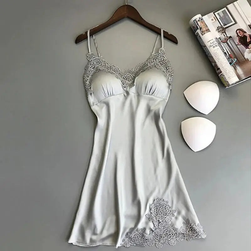 SilkEase Sexy Pajamas Silk Suspender Nightdress Ice Silk Lightweight Breathable Halter Nightwear