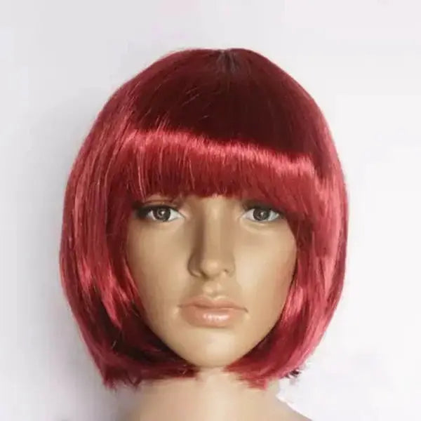Bob wig red short bob, synthetic, cosplay-ready, suitable for Halloween, anime cosplay, daily wear and party looks
