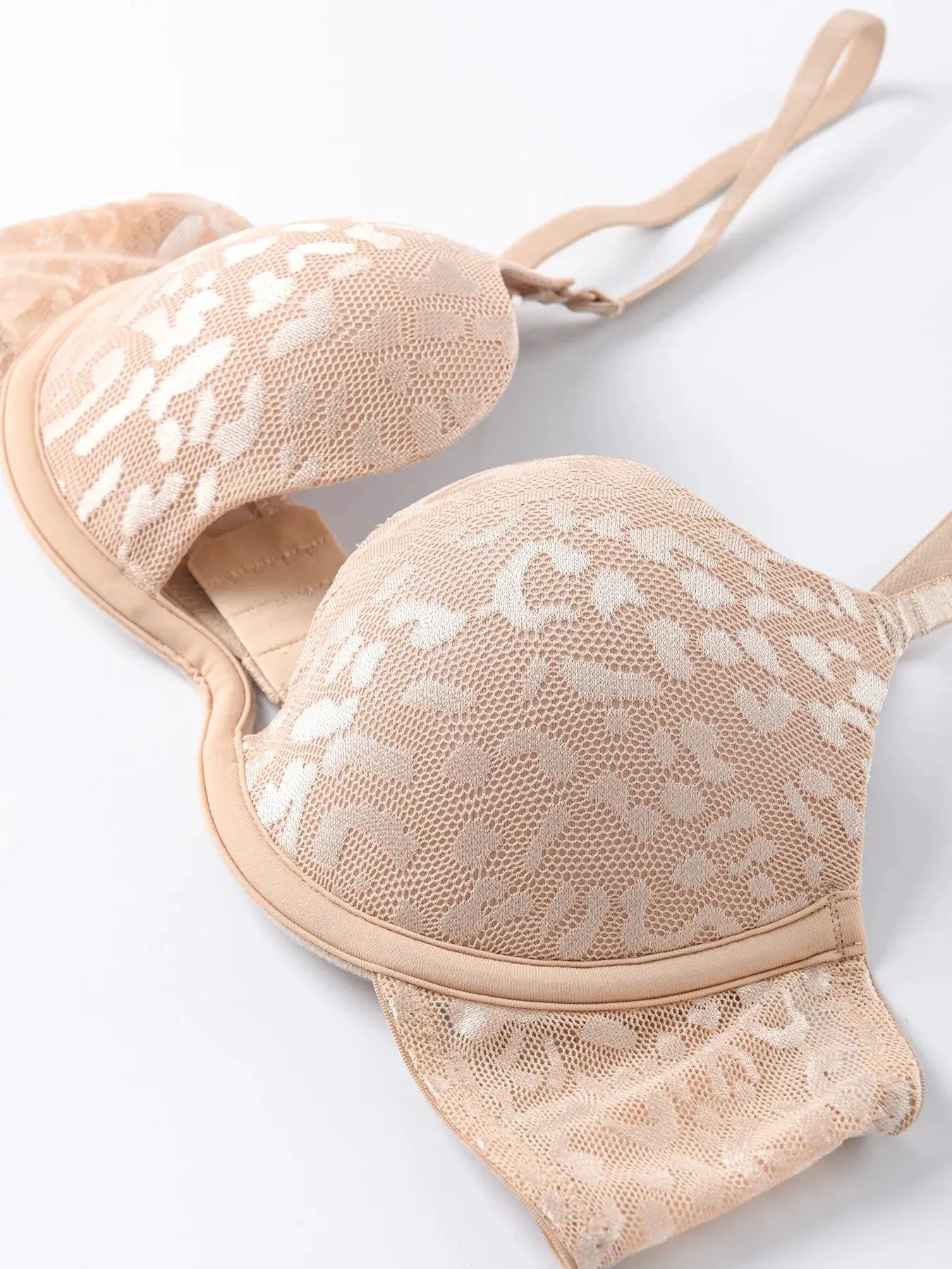 Simples Market solid nude lace push-up underwire bra with padded cups