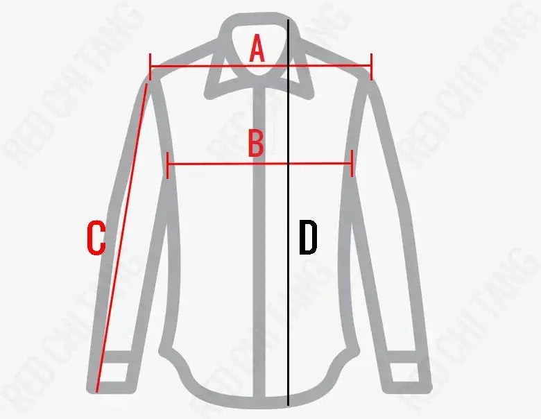 Simples Market padded vest size chart diagram with measurement A, B, C, D