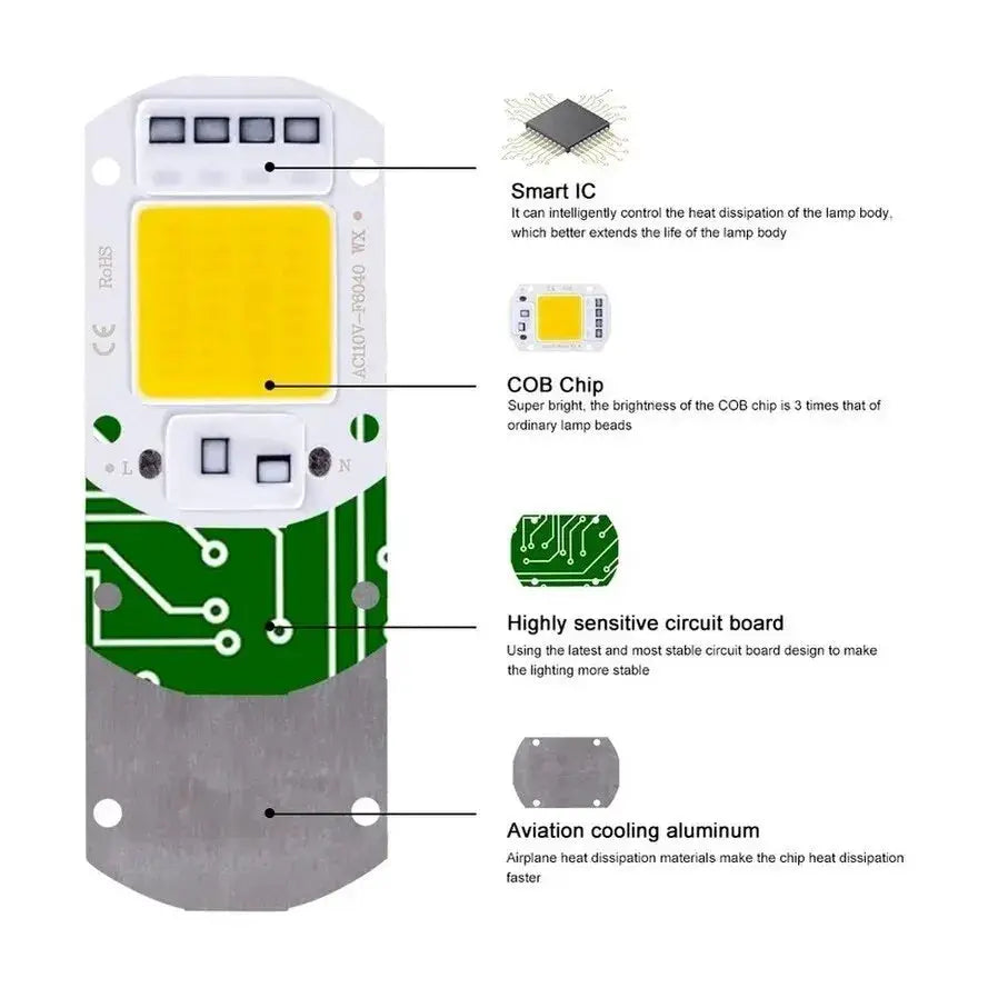 F6040 COB LED Module 20W 30W 50W AC 220V Outdoor Spotlight Garden Lighting Bead Lamp