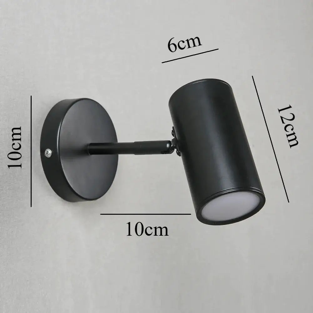 Nordic modern black metal wall lamp with adjustable cylindrical LED head