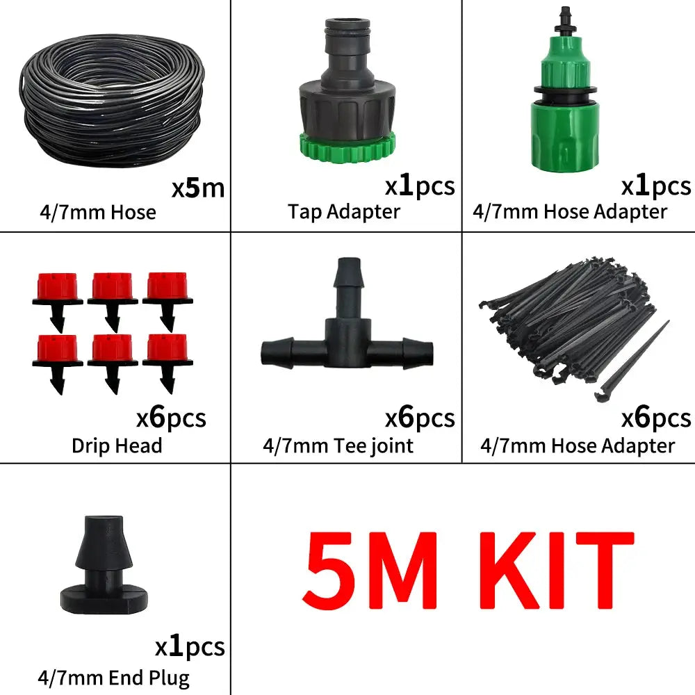 Micro Drip Irrigation System Portable 20 Meter Automatic Watering With Adjustable Drippers Misting Kit For Garden Hose
