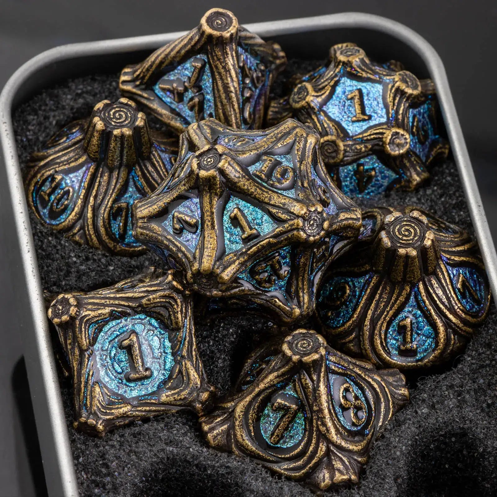 Skull And Dragon Metal Dice Set For Dungeons And Dragons Polyhedral Dice For Tabletop RPGs