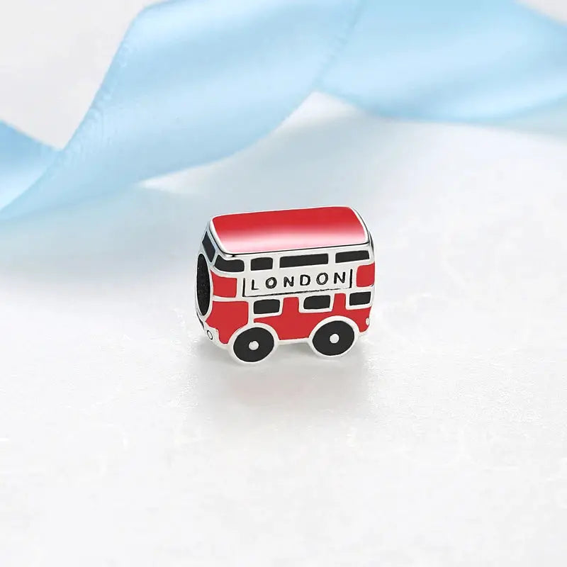 925 Sterling Silver Travel Theme Charms Beads London Bus Paris Suitcase Sam Panda Bracelets Necklaces Women DIY Jewelry