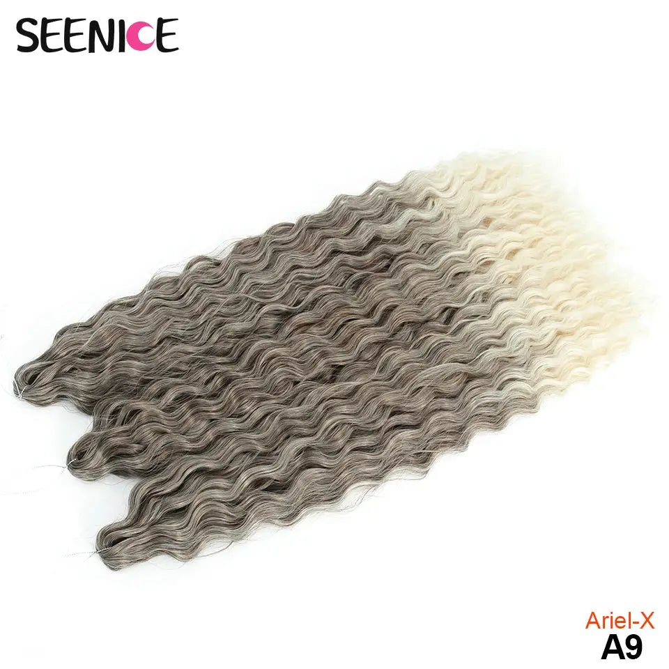 Ariel-X water wave crochet hair extensions by Simples Market in dark brown to blonde ombre.