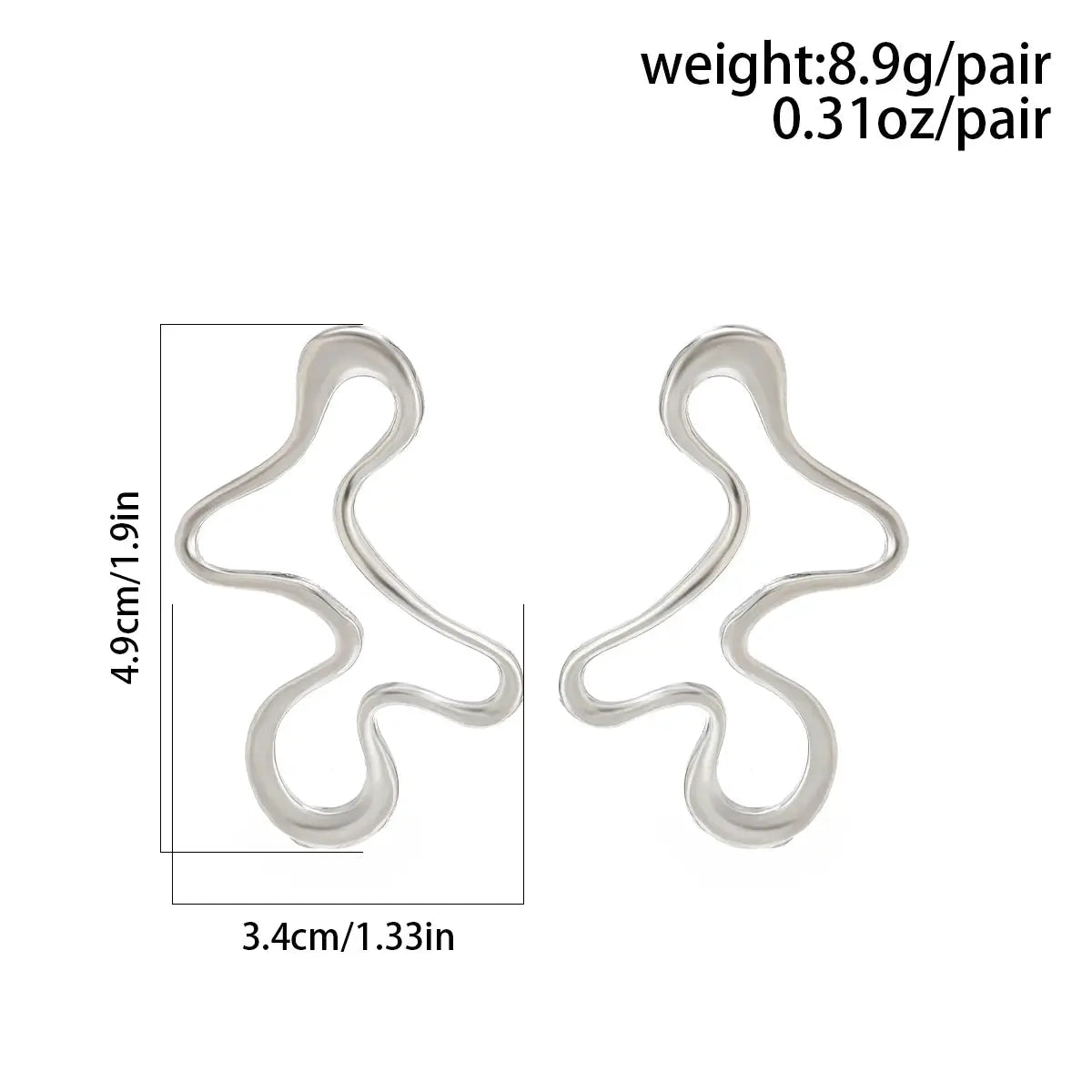 IngeSight.Z Minimalist Irregular Hollow Geometry Metal Stud Earrings Gold Color For Women Punk Statement Jewelry